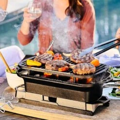 Lodge Sportsman’s Pro Cast Iron Grill™ -Le Creu Grill Shop 1 LSPROG Sportsman s Pro Grill Lifestyle 800x800WEB