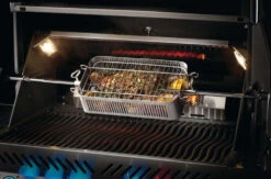 Napoleon Flat Stainless Steel Rotisserie Basket 9 Napoleon Flat Stainless Steel Rotisserie Basket -Le Creu Grill Shop 57013 Web Gallery 05 57013 Adjustable Stainless Steel Rotisserie Basket InUse