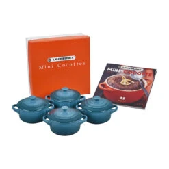 Le Creuset Mini Cocottes Set W/ Cookbook -Le Creu Grill Shop RS12213 PG1164CB 087D