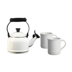 Le Creuset Demi Kettle And Mugs Set -Le Creu Grill Shop RS12994 DEMIKETTLEMUGS WHITE LPR