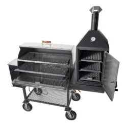 Maverick 2000 Pellet Grill W/ Upright Smoke Box -Le Creu Grill Shop maverick 2000 grill open out