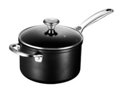 Le Creuset Toughened Nonstick PRO Saucepan W/Glass Lid -Le Creu Grill Shop rs6469 saucepan angle 18 lecreuset tns