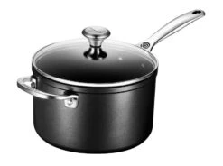 Le Creuset Toughened Nonstick PRO Saucepan W/Glass Lid -Le Creu Grill Shop rs6470 saucepan angle 20 v6 lecreuset tns